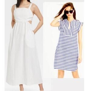 J. Crew and A New Day Summer Dress Bundle (2) Striped Linen, sz XS
